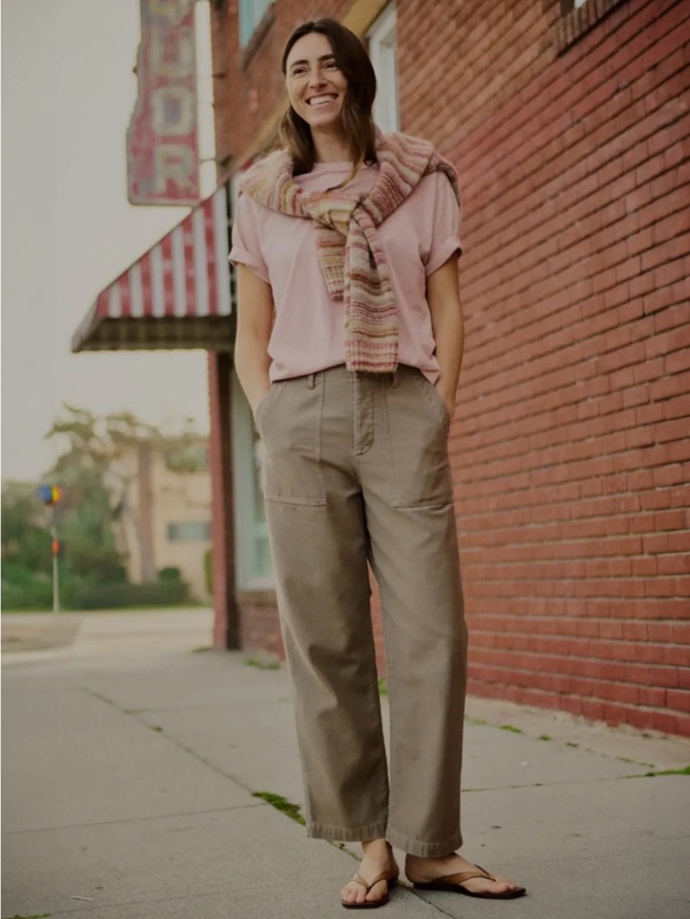 Outerknown Olive Utility Wide-Leg Cropped Pants